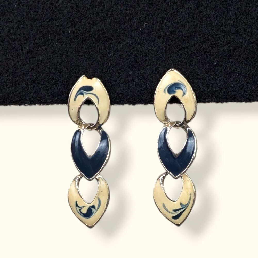 (2/$20) V. Yellow & Blue Enamel Dangling Earrings